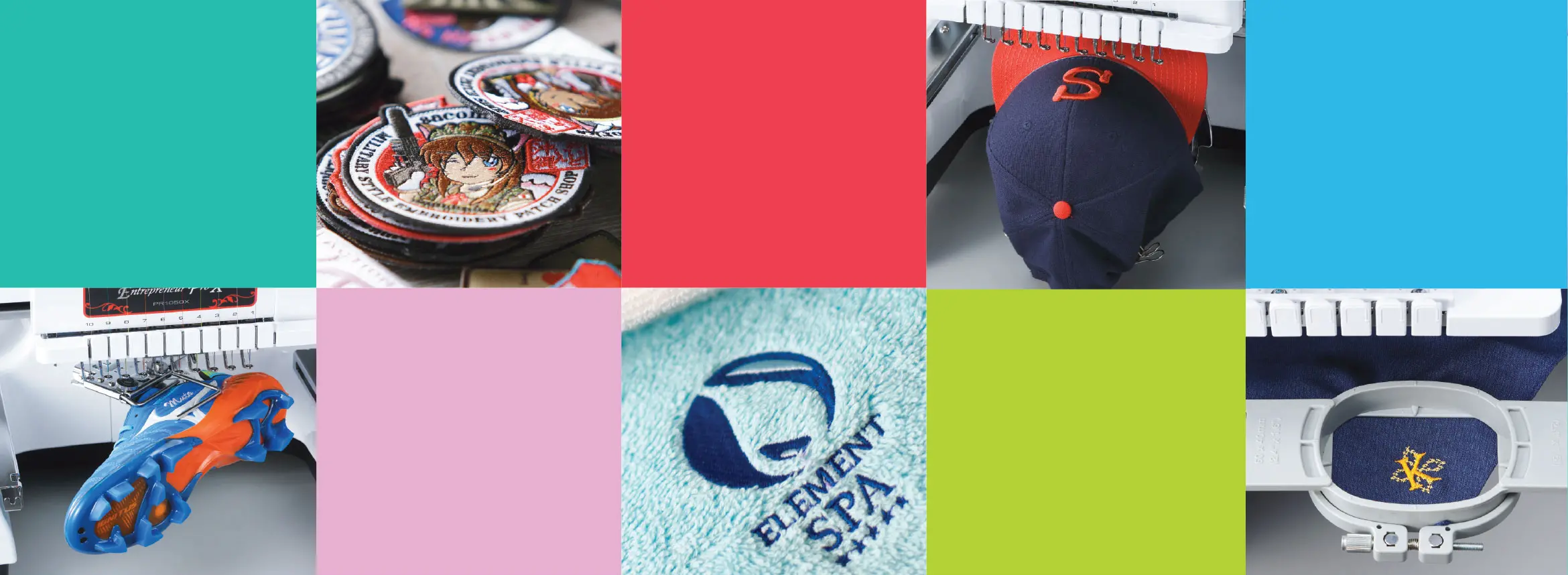 Colourful medley of embroidered designs