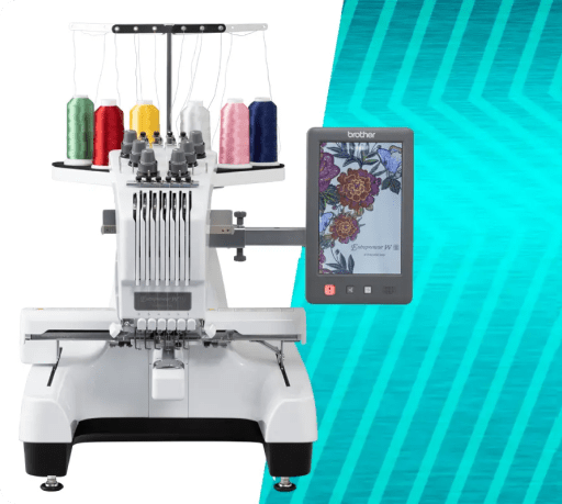 Brother PR670E on blue zigzag background